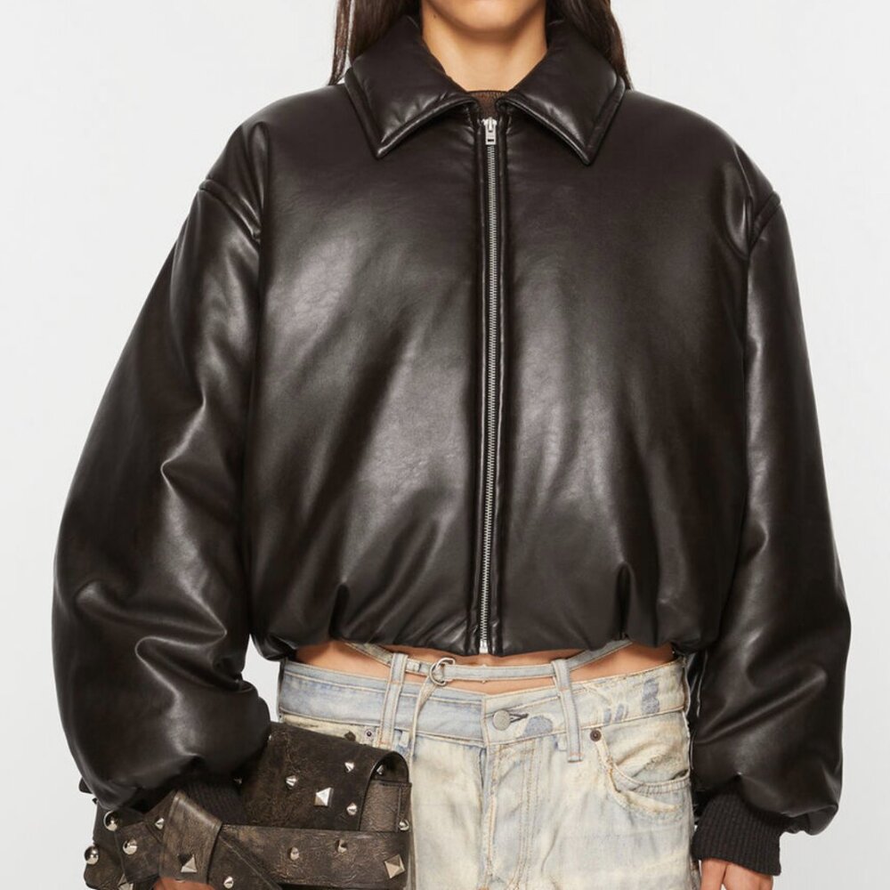 Acne Studios Coated Brown Bomber Jacket